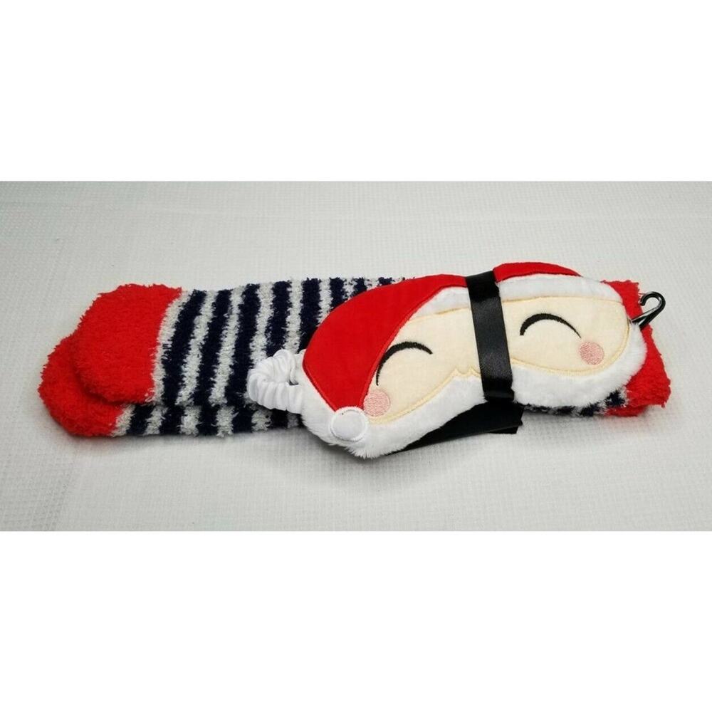 Santa Claus Free Press Cozy Eye Mask & Novelty Socks Set Christmas Holid…